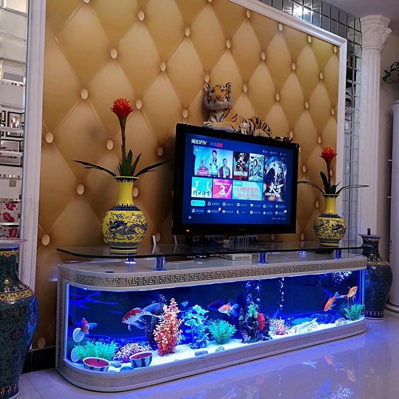 客厅茶几鱼缸一体生态免换水背滤鱼缸水族箱电视柜鱼缸吧台生态缸