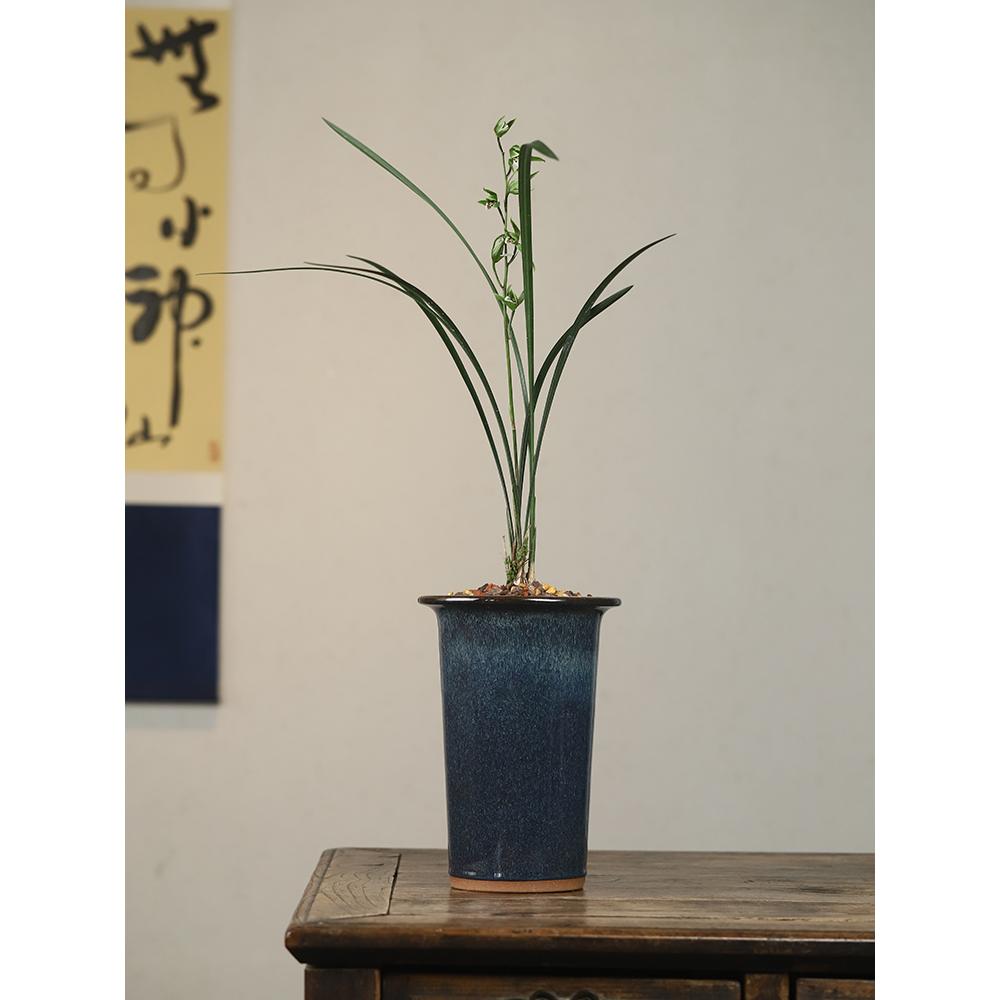 秦夕洪海鼠釉兰花盆宜兴精品紫砂春兰寒兰建兰植物桌面简约阳台盆