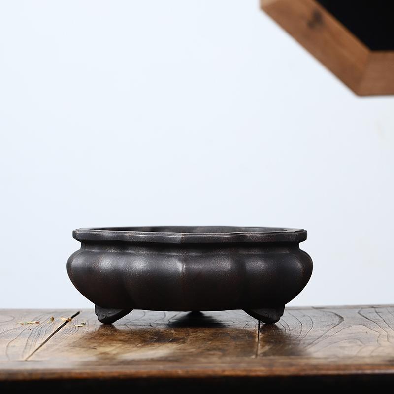 宜兴盆景紫砂花盆古铜泥大号老桩提根黄杨松柏庭院古典植物高档盆