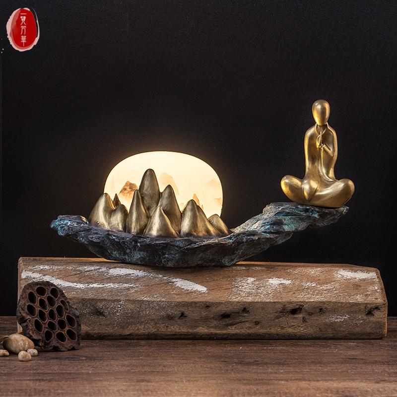 LO.GULEYA铜摆设纯铜工艺品装饰摆件家居礼品客厅新中式软装饰品