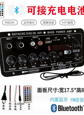 低音炮功放板12v24v220v通用炮芯蓝牙充电音箱主板6-10寸喇叭可用
