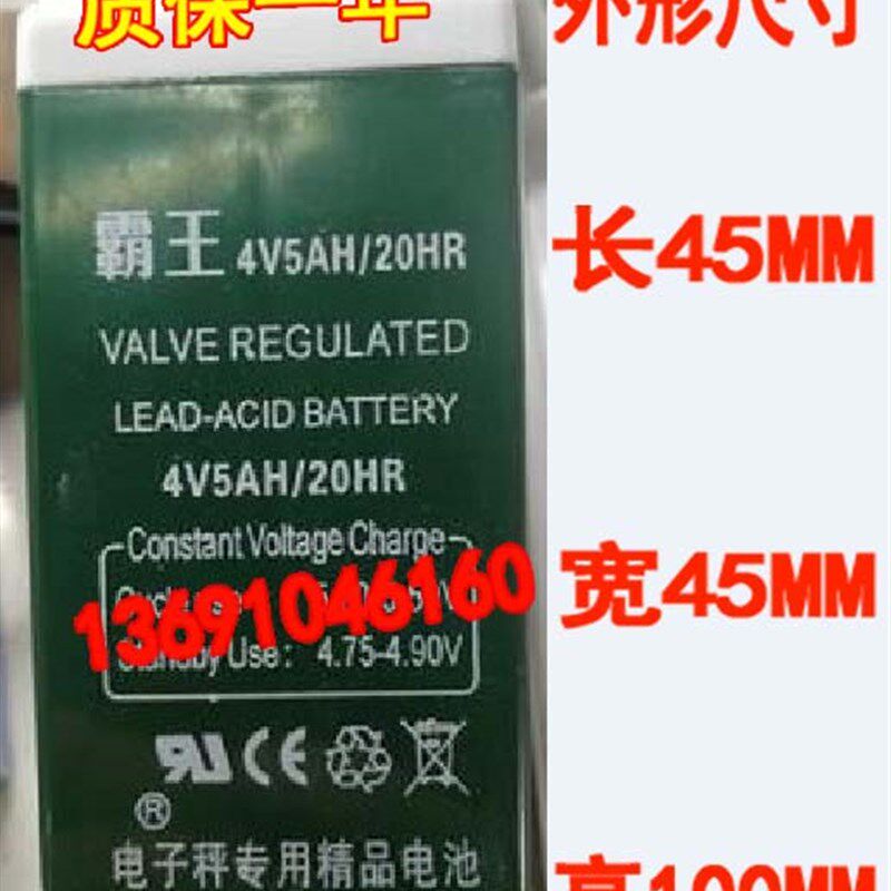 霸王蓄电池 4V5AH/20HR 电子秤专用电池 台秤 计价称 吊秤用电瓶