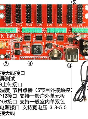 飞控FK-8W4+控制卡车载LED显示屏无线WIFi室外滚动电子显示器单色