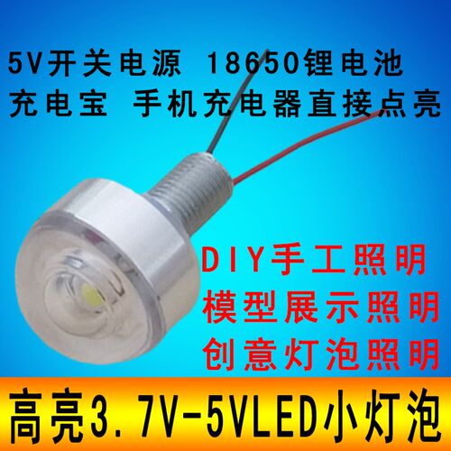 5vled灯珠强光超亮usb夜钓筏钓饵料蓝光灯3.7伏diy手工创意小灯泡