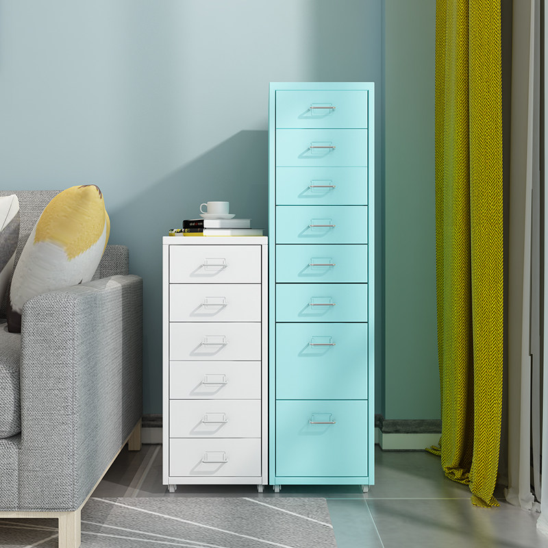 办公A4海尔默抽屉文件柜桌下移动多层带斗收纳整理储物小铁矮柜子