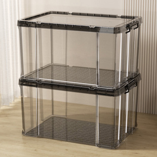 特大号直角收纳箱家用玩具透明整理箱加厚工业风塑料储物箱子