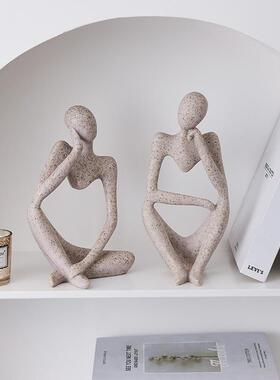 ins风小众抽象艺术人物思考者摆件创意家居简约现代桌面装饰品