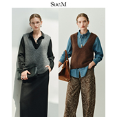 马甲叠穿毛衣无袖 Sue.M 拉毛羊毛羊绒V领25冬季 極简显瘦背心女士