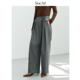 Sue.M 女 通勤百搭休闲裤 解构主义系腰带灰色羊毛西裤 女25秋冬新款