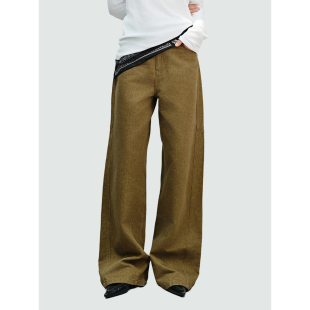 JU好穿通勤复古休闲直筒弯刀裤 26春新款 细闪斜纹弧形镰刀裤 Sue.M