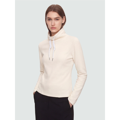 Sue.M卫衣式领部花苞抽绳醋酸T恤