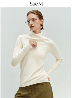 Sue.M 亲肤百搭打底王烟囱领发热磨毛半高领打底衫25冬BI入T恤女