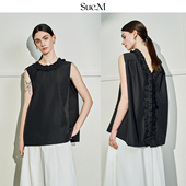 衬衫 Sue.M 女士 气质小衫 2025夏季 设计师款 正反两穿花瓣领无袖