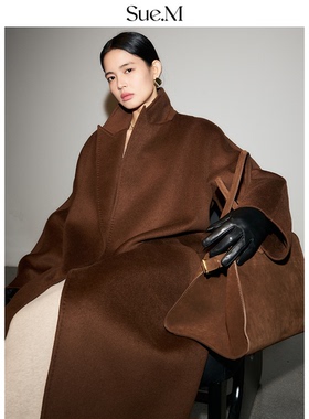 【镇店之宝】Sue.M MAX同款 高端复刻经典焦糖色100%山羊绒大衣女