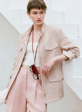 Sue.M 法国高端亚麻老钱风LP猎装夹克26春法式通勤收腰显瘦外套女