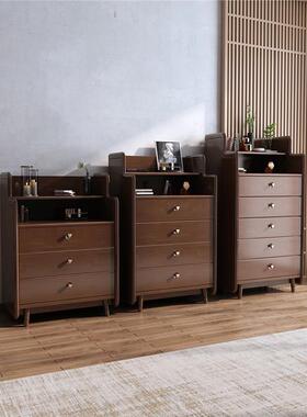 新现中斗式实木柜代简约卧室屉储物柜藤编收纳柜客厅AJM34五斗柜