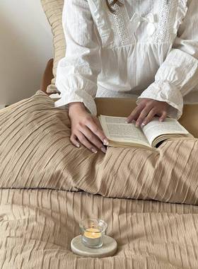 屿川优选丨0棉5新款AMED类全提花2美拉德四件套纯棉民宿风床上2用