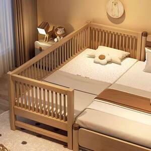 带实木床婴拼接床胡木儿童床婴桃儿床加utb-002儿宽拼接大床儿童