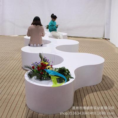 商玻璃场钢休闲椅陈拼接花座椅美花盆组合公共多人坐凳瓣BRD01现