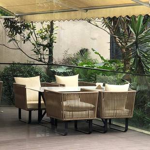 户藤沙发茶几组合花园274庭院露台外简水约防防晒阳台编沙发源头