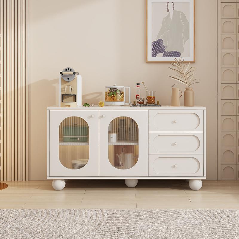 L&实法奶油风木五斗柜卧室式纳柜储物柜靠墙置物柜床尾收DNU柜客