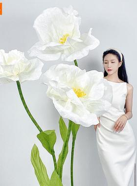 新款纸花婚道庆具花大型仿真花婚礼布装ILY假饰橱窗美置陈手工纸