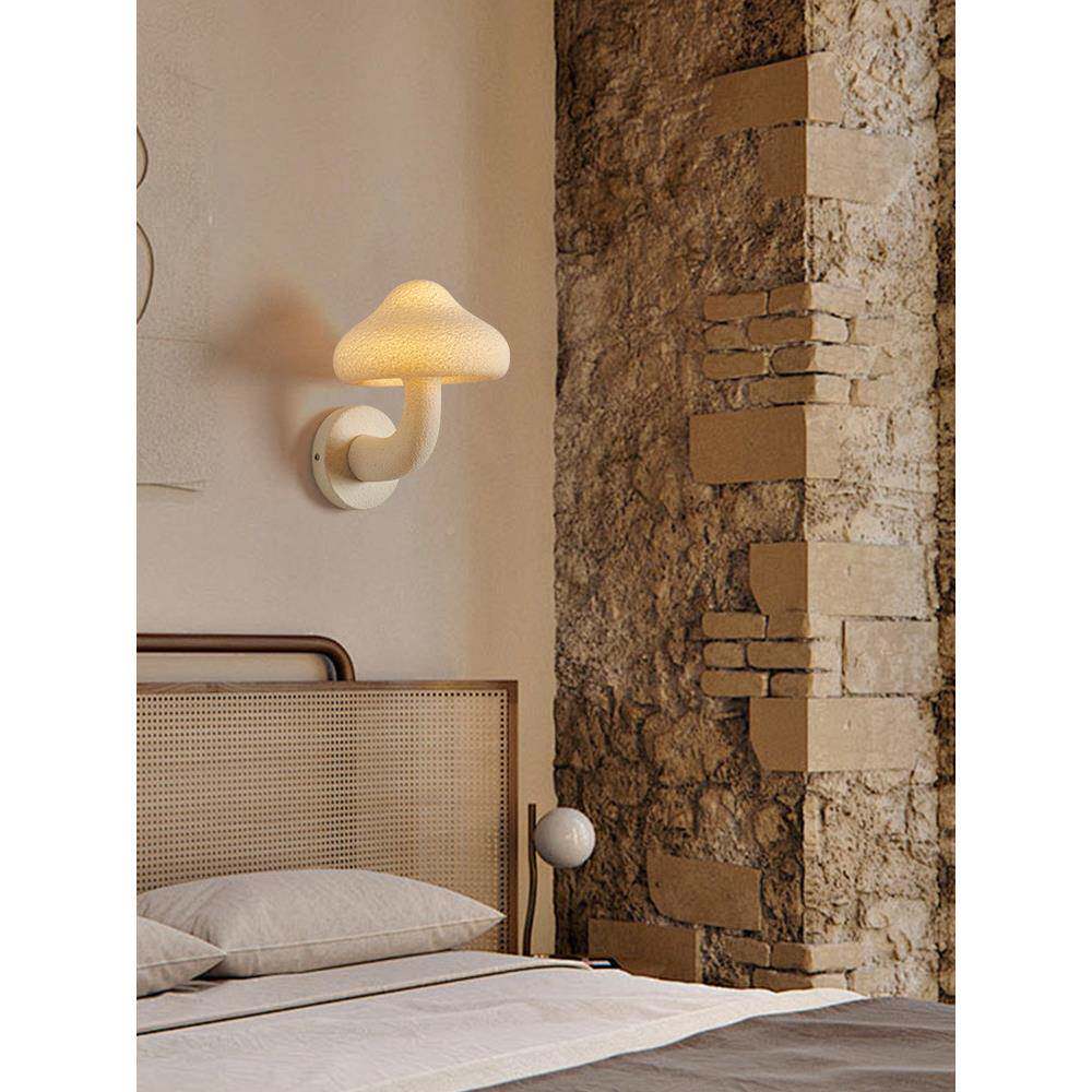儿菇童壁灯卧室床头护眼装饰玄4道关过蘑法式奶油风树脂户外房壁