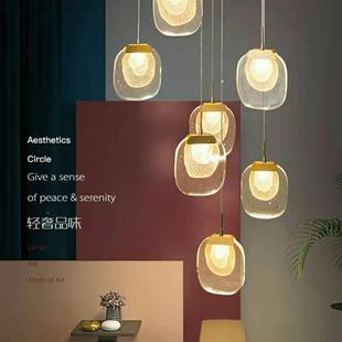 轻奢楼梯339长灯餐厅吧台水晶灯具螺旋三长头形吊单头别墅复式 过