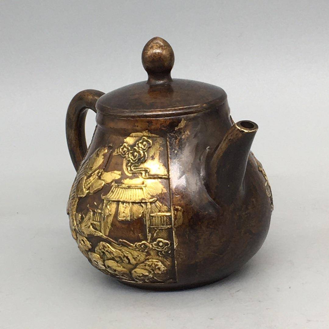铜器工艺品藏SHV收小钱壶鱼跃龙门小壶寿福禄小壶钟引福小馗壶摆