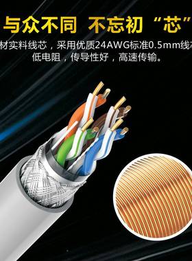 室超五类内双屏蔽双绞网线0.5EWW监控程超工五类STFP双屏蔽8芯网