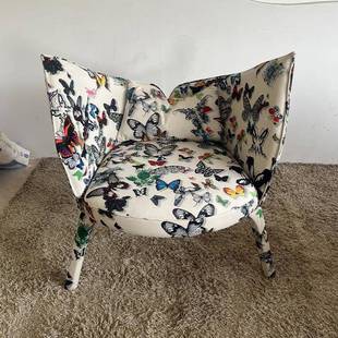 美家单人罗奇堡蝴CPY蝶厅椅客式阳台休闲椅酒店法意简约懒人椅