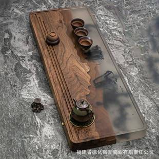 型59638茶 胡桃木树脂茶大盘干泡高台端实木办公室家中用客厅新式