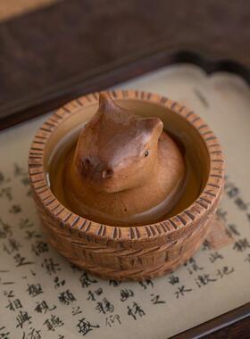 紫砂卡巴件拉水豚EGQ澡盆茶宠件可养皮茶具茶摆桌可爱茶玩小摆桌