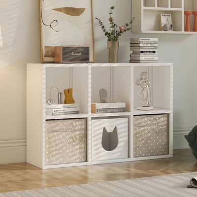 中矮柜格子柜自组合柜儿童书架靠墙落地纳置物架古风家用收BGT钢