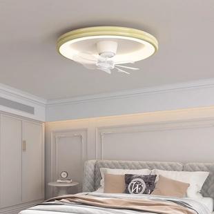 极简护眼1现智能全灯风扇光谱卧室房间简约代奶油摇头吸顶电扇灯