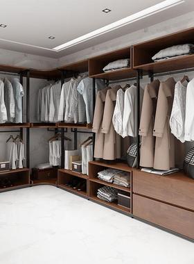 步入式衣帽间架子铁艺置放架转TFJ角衣开式挂衣架落柜地物大容量