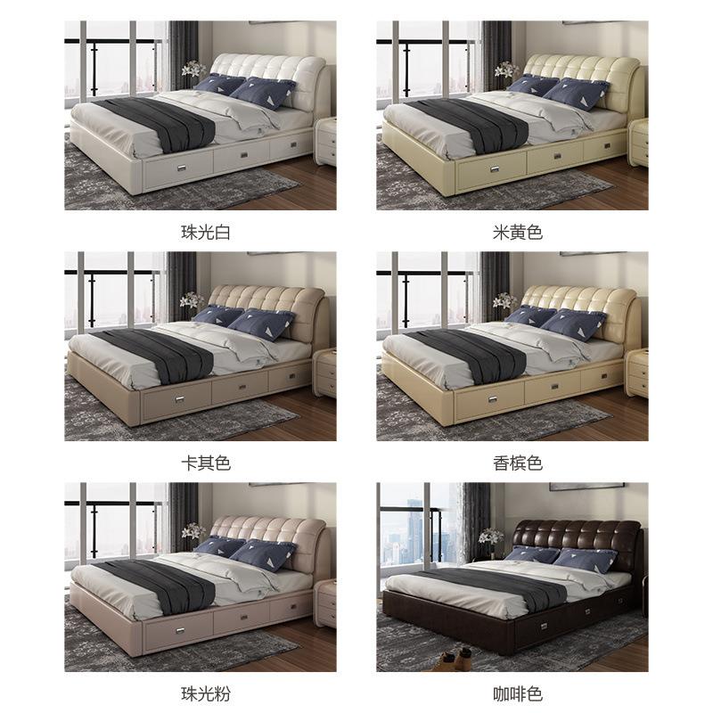 皮床床.结ZOW8米双人床主卧榻1榻米床1.5米儿童床婚床2.米大2床包