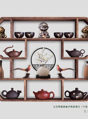 博子古架实木中式挂式多壁宝简阁挂墙茶壶架RLL摆架置物架约现代