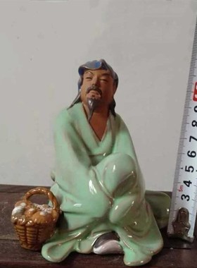 石湾陶瓷陶渊明盆景假山桌面客厅酒柜茶台创意装饰历史文人诗人