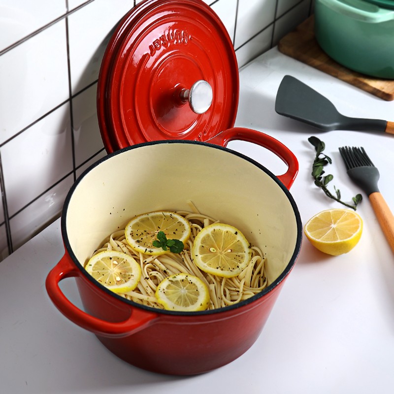 煲汤锅炖锅颜值担当。珐琅锅铸铁搪瓷锅耳家用无涂层22cm不粘锅