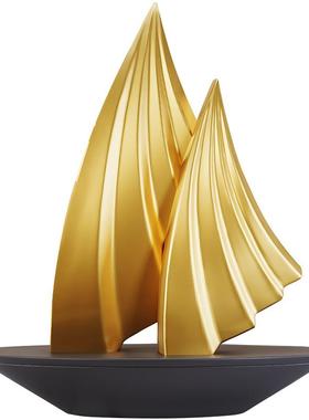 简约设计树脂一帆风顺复古帆船摆件红酒架客厅装饰酒柜乔迁装饰品