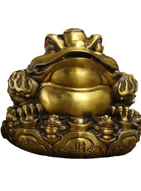 黄铜九子金蟾摆件八方纳财金蟾客厅办公室开业礼品铜器