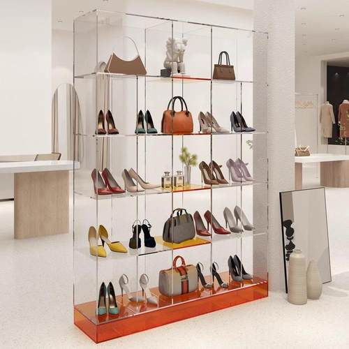 厂家直销高透明多层渐变色带灯亚克力展柜直播间手办收纳展示架