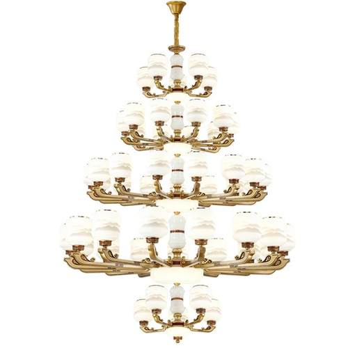 新中式大吊灯复式楼客厅餐厅别墅自建房中空楼梯家用灯具工厂