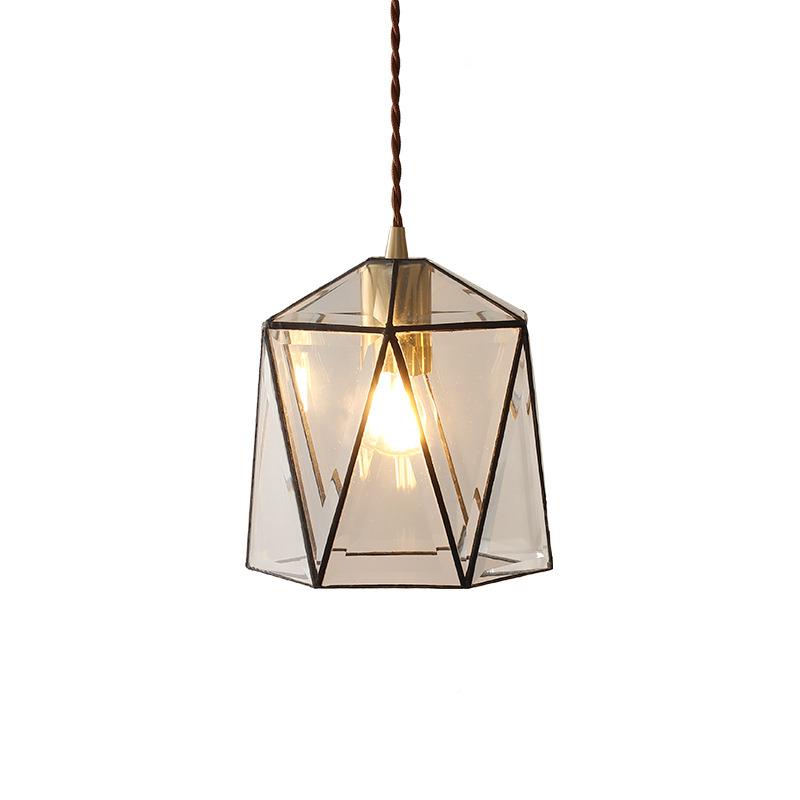 北欧简现代走约餐厅灯创意几48169何玻璃设吊计师酒吧台客厅店铺