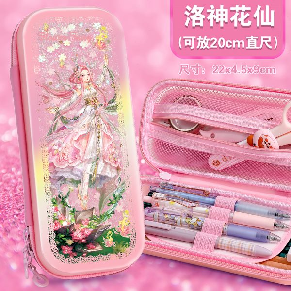 新款网红爆款情公主笔袋幼小文具盒女孩流沙笔袋可爱耐摔大容量盒