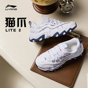 AGCU070 增高复古摩登柔软老爹鞋 李宁猫爪LITE2休闲鞋 女子春秋新款