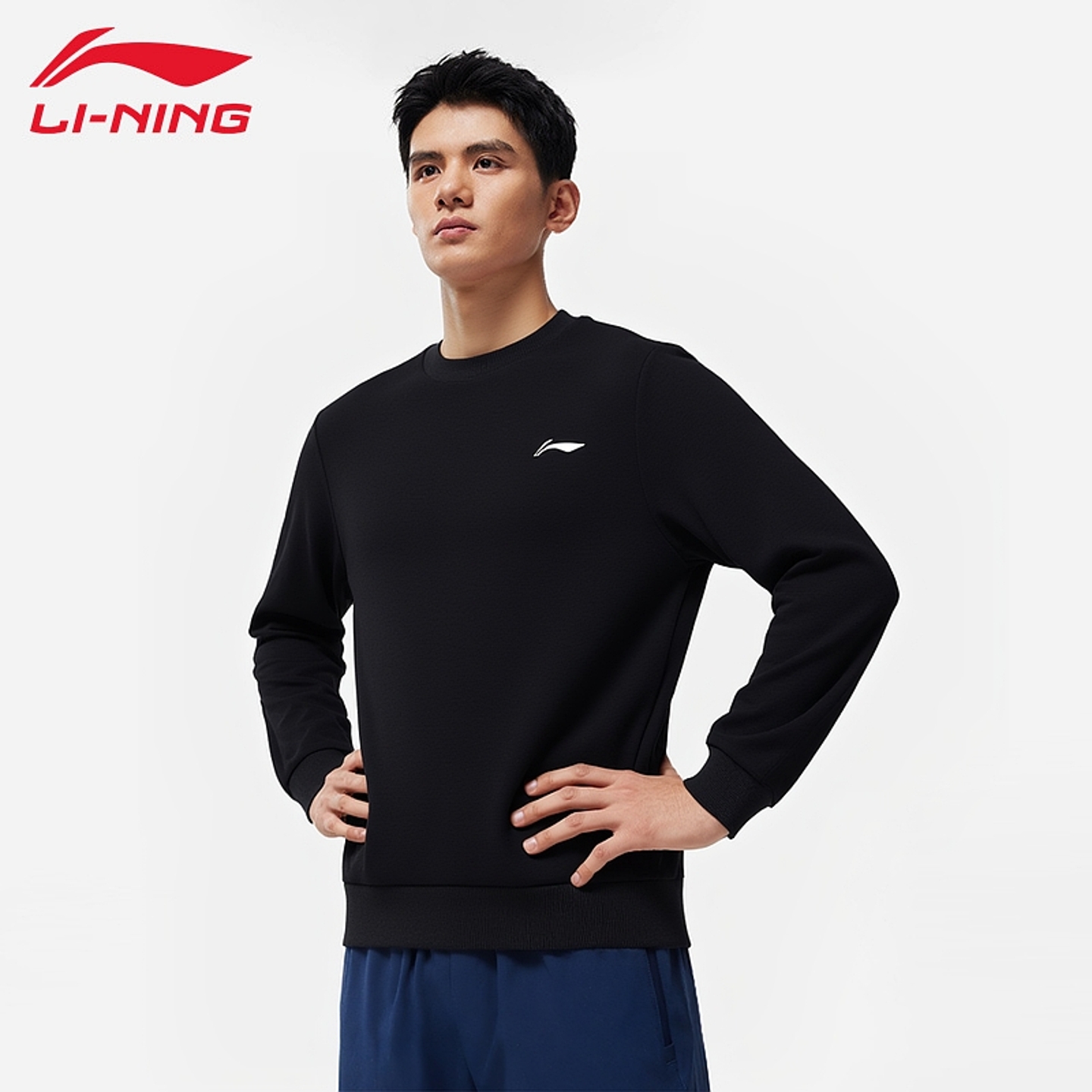 李宁男子圆领套头卫衣运动上衣