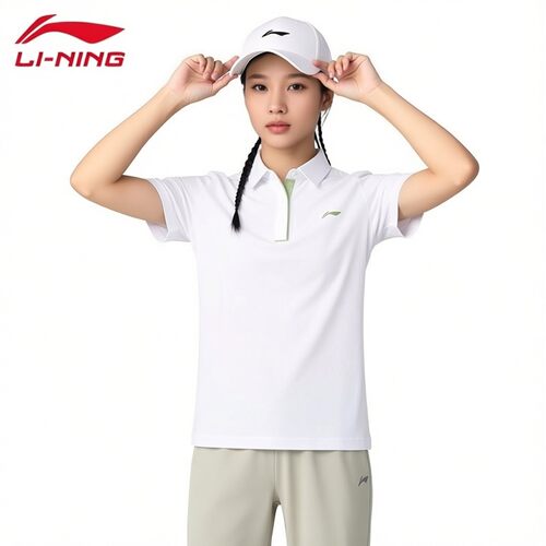 李宁女速干舒适透气短袖polo上衣