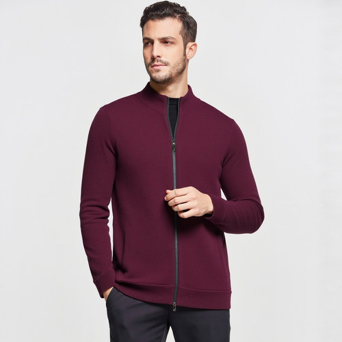 【重磅纯羊毛】冬季保暖厚款开衫男士双开拉链针织衫毛衣外套